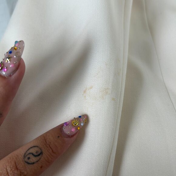 Stella McCartney Cream with White Lapel 1-Button Breast Pocket Blazer 42 / 12 - Picture 9 of 13